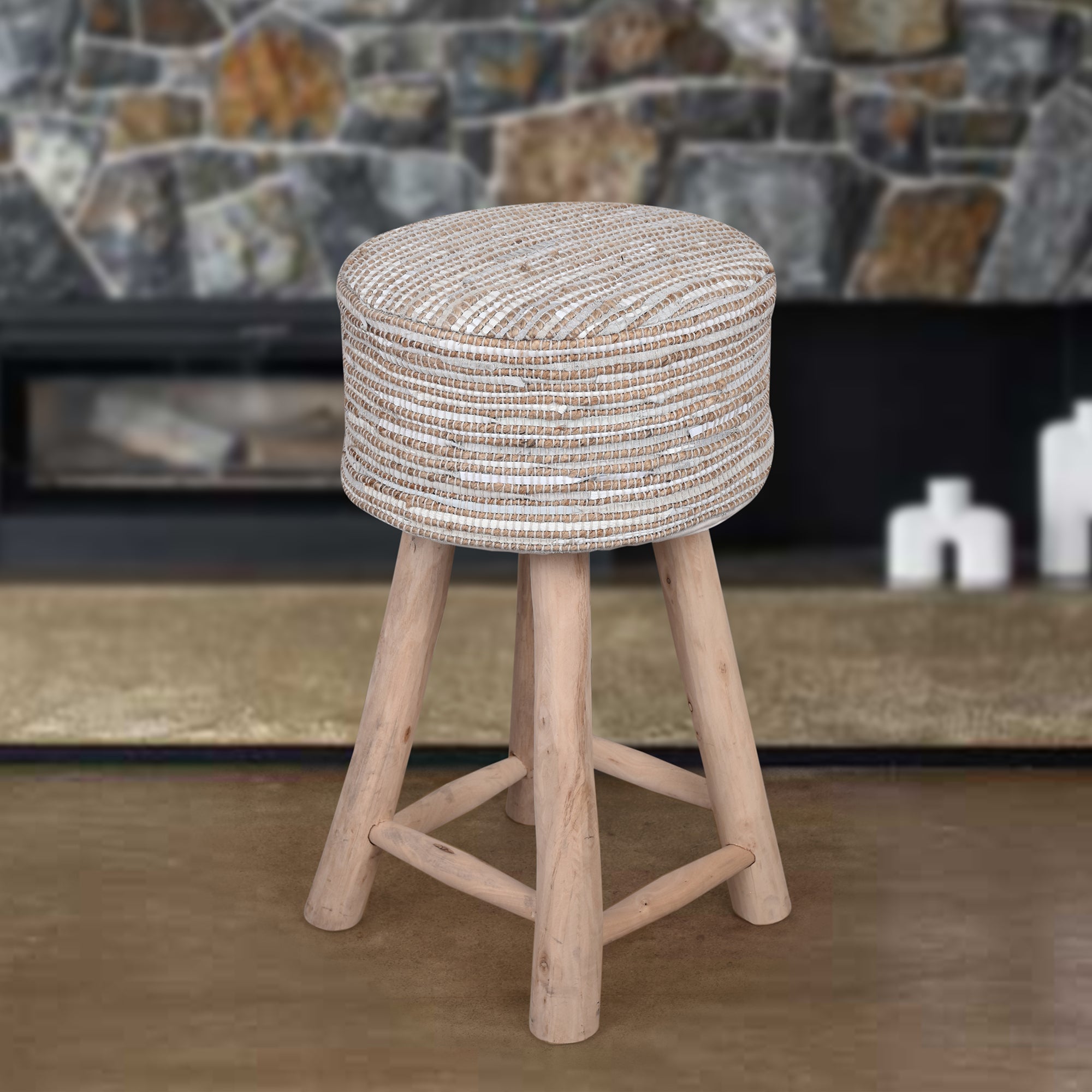 SPICA BAR STOOL - JUTE/ LEATHER